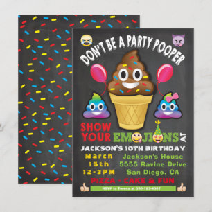 Emoji Party Glass Pooper Birthday-inbjudan Inbjudningar