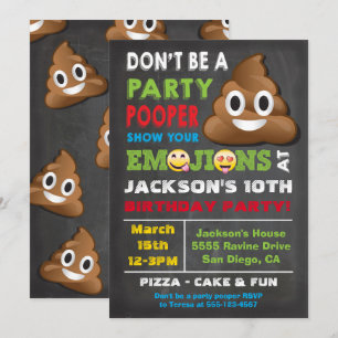 Emoji Party Pooper Birthay-inbjudan Inbjudningar