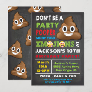Emoji Party Pooper Boys Födelsedagsfest inbjudan