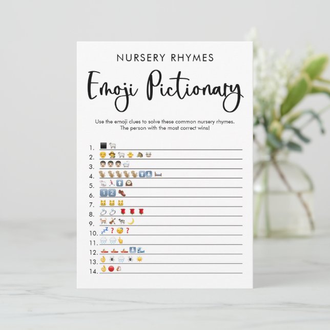 Emoji pictionary babyduschspel - könsneutralt inbjudningar (Stående Fram)
