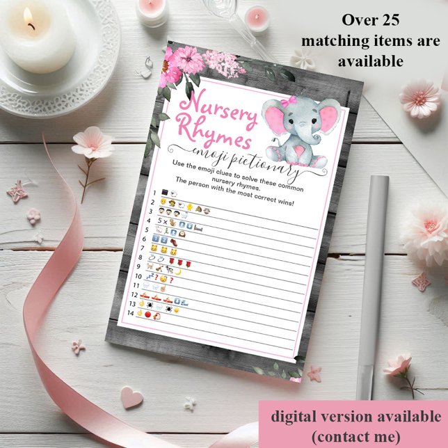 Emoji pictionary flicka baby shower spel elefant  (Skapare uppladdad)