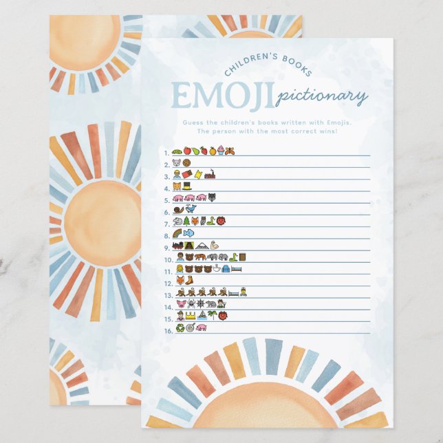 Emoji Pictionary Game för solskensbabyskor (Fram/baksida)