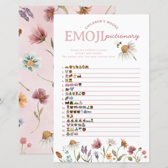 Emoji Pictionary Game för Wildblomsterbabyskor (Fram/baksida)