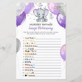 Emoji Pictionary Lila Elephant Baby Shower Game