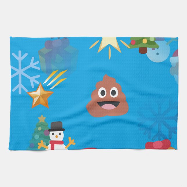 emoji poop christmas kökshandduk (Horisontell)
