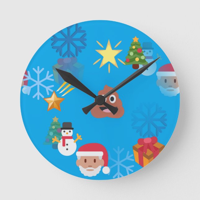 emoji poop christmas rund klocka (Framsida)