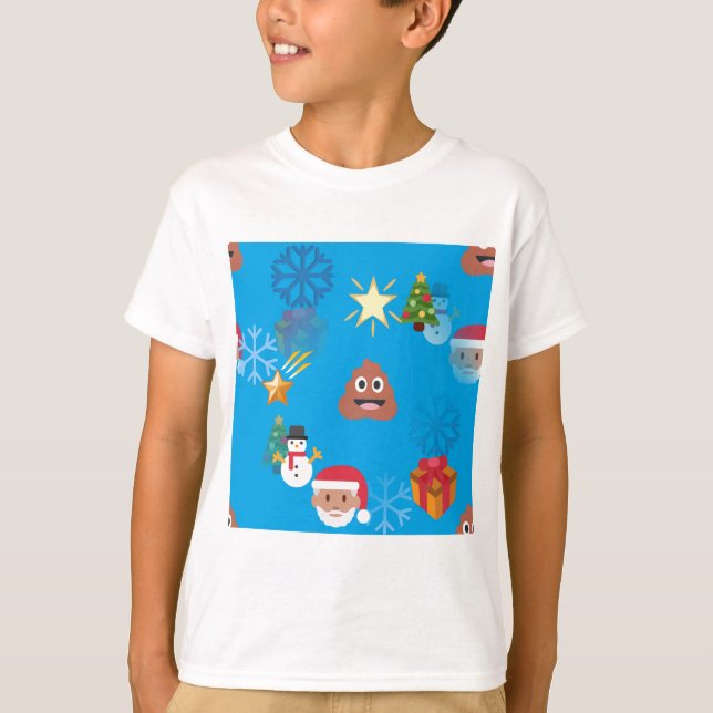 emoji poop christmas t-shirt (Framsida)