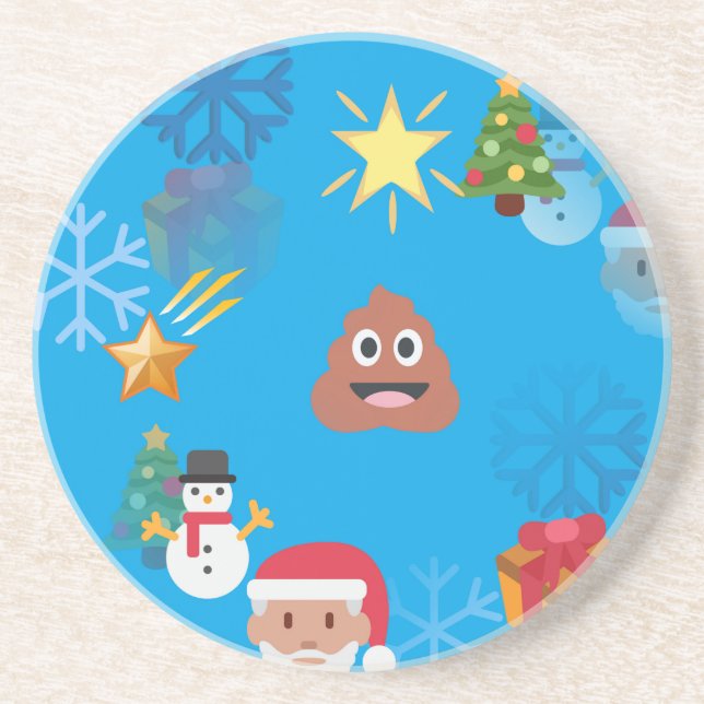 emoji poop christmas underlägg sandsten (Framsidan)