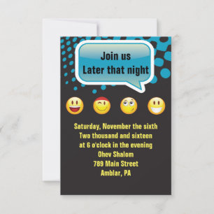 EMOJI Pub Bat mitzvah Party-mottagningskort för ly Inbjudningar
