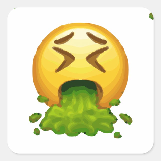 emoji puking fyrkantigt klistermärke (Framsida)