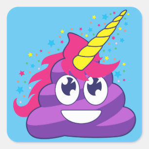 Emoji purpurfärgad UnicornPoop Fyrkantigt Klistermärke