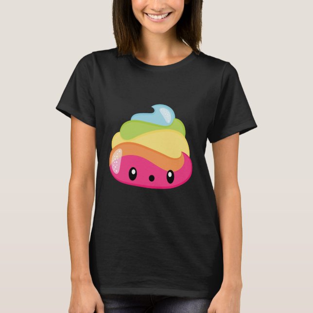 Emoji Raimbow Poop! Tee Shirt (Framsida)
