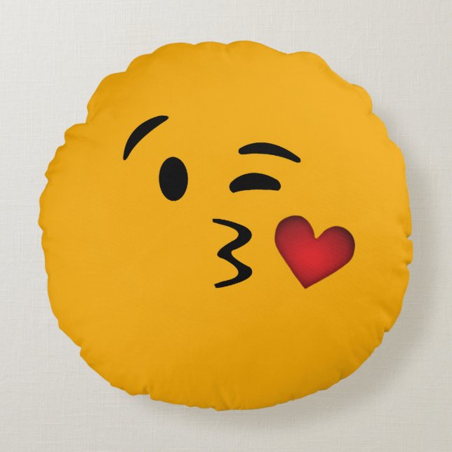 Emoji Round Pillow Rund Kudde (Framsidan)