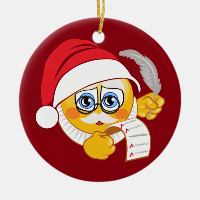 Emoji Santa julprydnad Julgransprydnad Keramik (Framsidan)