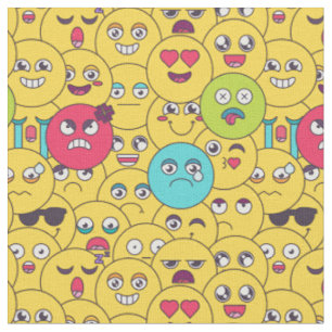 Emoji Seamless Mönster-Colorful Tecknad Känslor Tyg