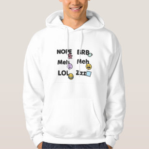 Emoji Slang Typography - Funny Nope, Meh, BRB, LOL Hoodie