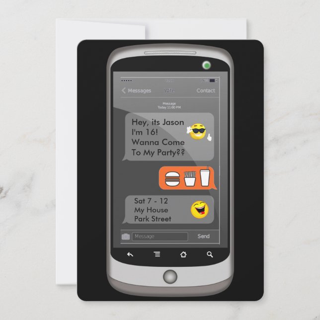 Emoji Smart Mobil textering Funny Barns födelsedag Inbjudningar (Framsida)