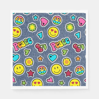 Emoji Smile Denim Flick kalas Napkins Pappersservett