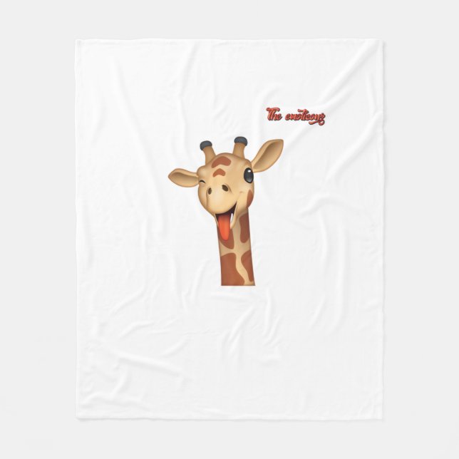emoji som vinkar tunga ut giraffe ansikte fleecefilt (Framsidan)