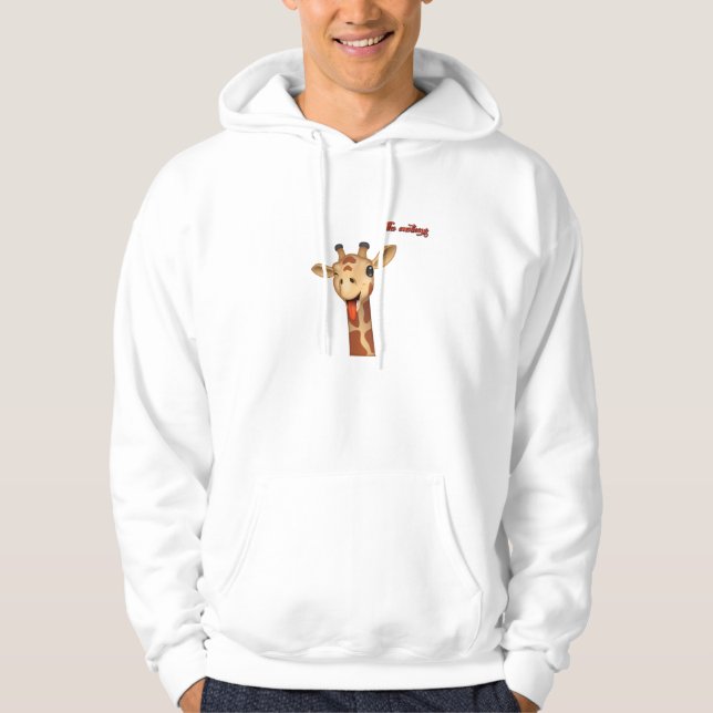 emoji som vinkar tunga ut giraffe ansikte hoodie (Framsida)