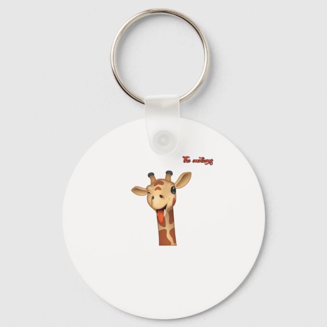 emoji som vinkar tunga ut giraffe ansikte nyckelring (Framsida)