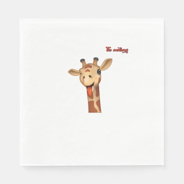 emoji som vinkar tunga ut giraffe ansikte pappersservett (Framsidan)
