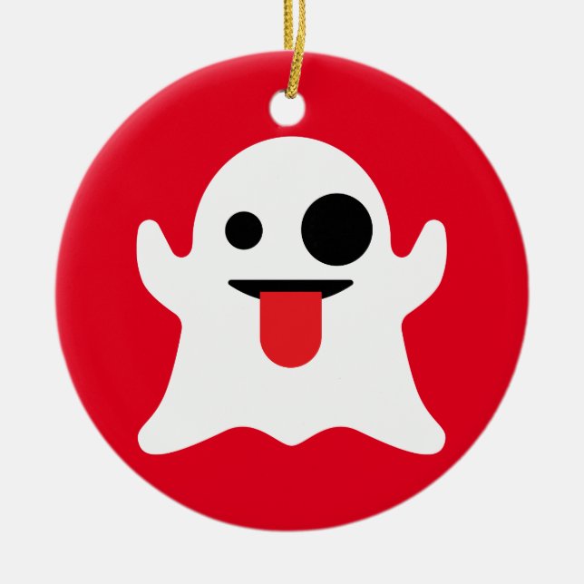 Emoji spöke julgransprydnad keramik (Framsidan)