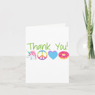 Emoji Tackkort-Peace, Kärlek, Unicorn, Donut Tack Kort