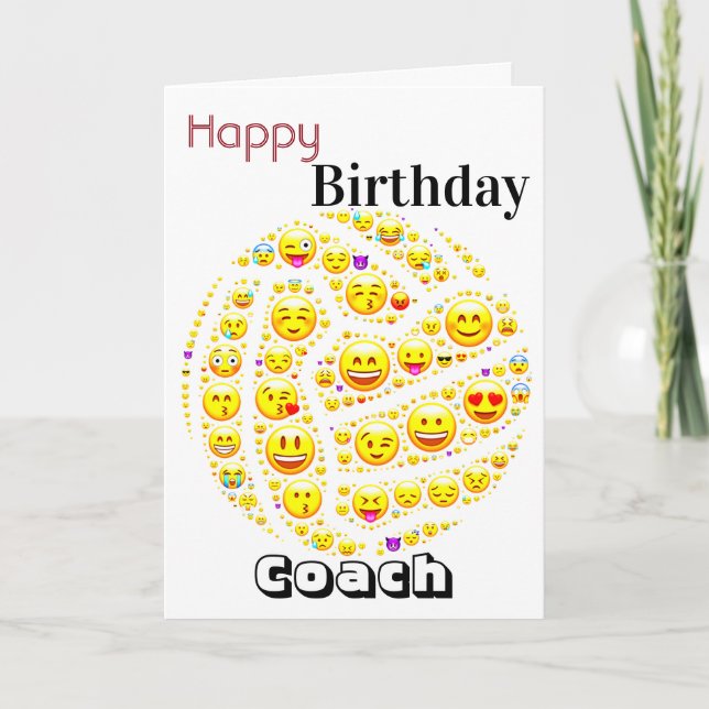 Emoji Theme Personlig Netball Coach Birthday Kort (Framsida)