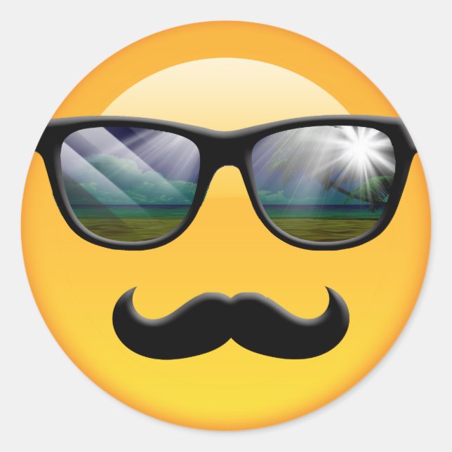 Emoji Toppen Shady ID230 Runt Klistermärke (Framsida)