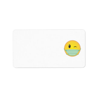 Emoji Wearing Mask Adressetikett