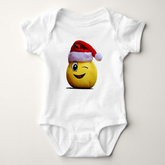 Emoji Wink Smile Santa Gult Ansikte T Shirt (Framsida)