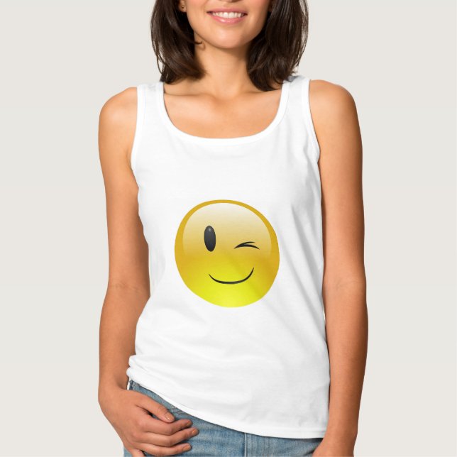 Emoji wink Tanktop Linne Med Racerback (Framsida)