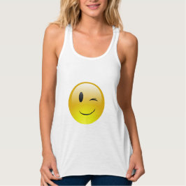 Emoji wink Tanktop Linne Med Racerback