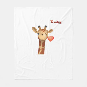 "emoji winking kissing hjärgiraffe ansikte" fleecefilt