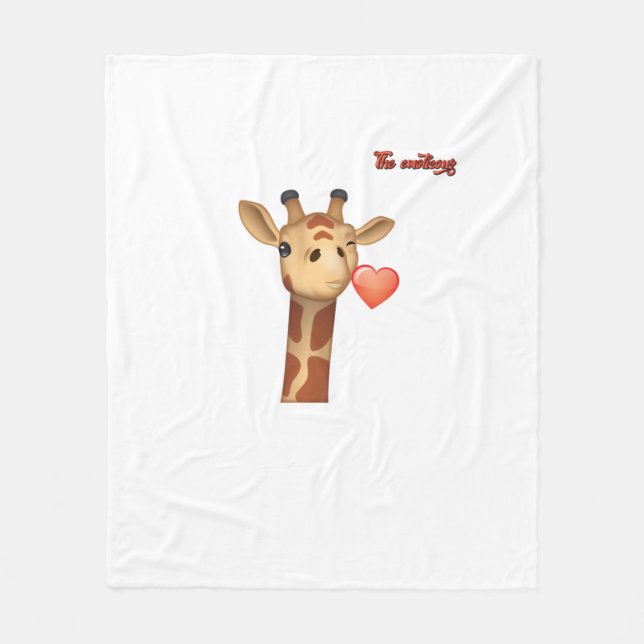 "emoji winking kissing hjärgiraffe ansikte" fleecefilt (Framsidan)