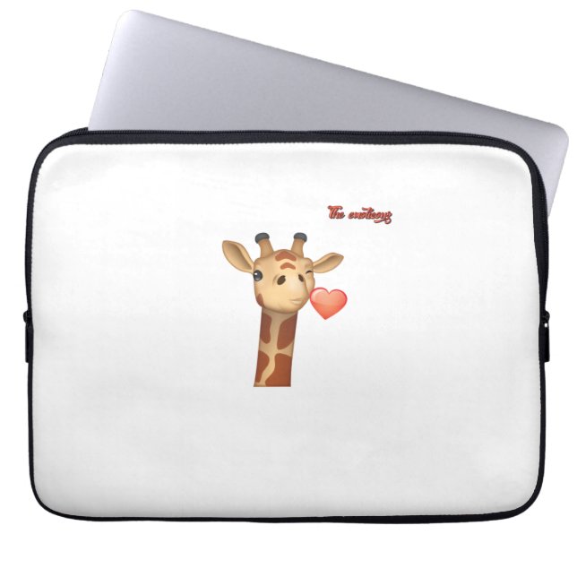 "emoji winking kissing hjärgiraffe ansikte" laptop fodral (Framsidan)