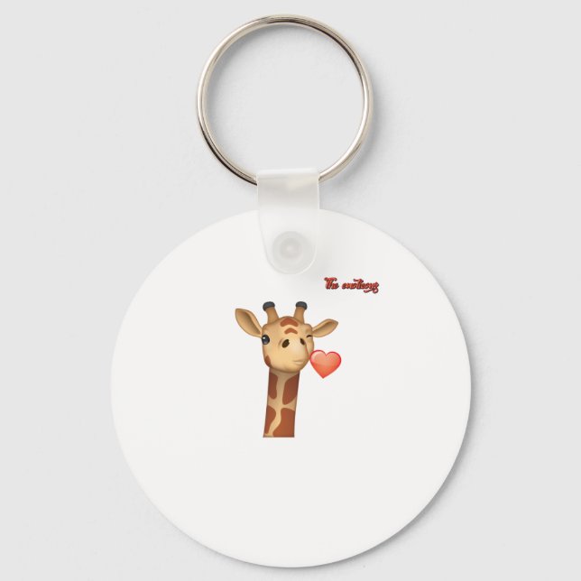 "emoji winking kissing hjärgiraffe ansikte" nyckelring (Framsida)