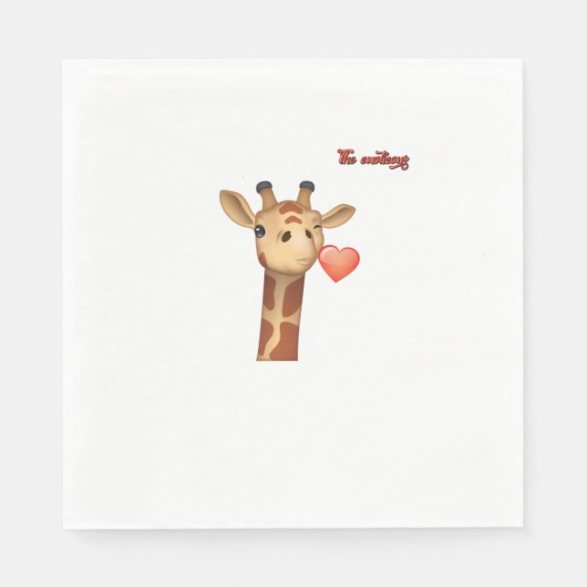 "emoji winking kissing hjärgiraffe ansikte" pappersservett (Framsidan)