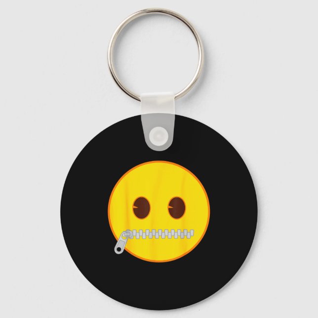 Emoji Zip Zipper Mouth Yellow Smile Face  Nyckelring (Framsida)