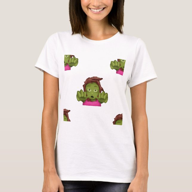 emoji zombie kvinna t shirt (Framsida)