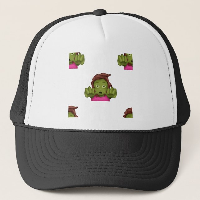 emoji zombie kvinna truckerkeps (Framsida)