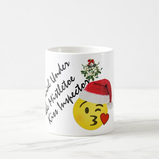 emojikyssofficiell under mistletoekyssinspektör kaffemugg (Center)