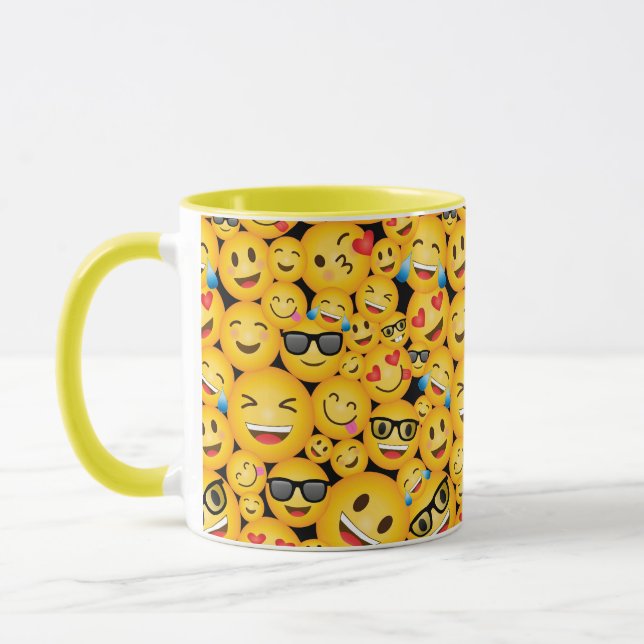 Emojis Coffee Cup Emoticons Happy Faces Mug Mugg (Vänster)