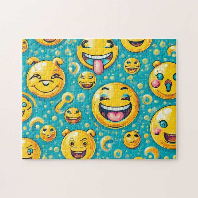 Emojis Easy Brain Art Puzzles Photo Puzzles Intern Pussel (Horisontell)
