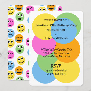 Emojis Emoticons Colorful Circles Anpassningsbar P Inbjudningar