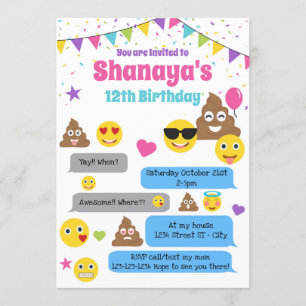 Emojis födelsedagsinbjudan, Emoji Party Inbjudan