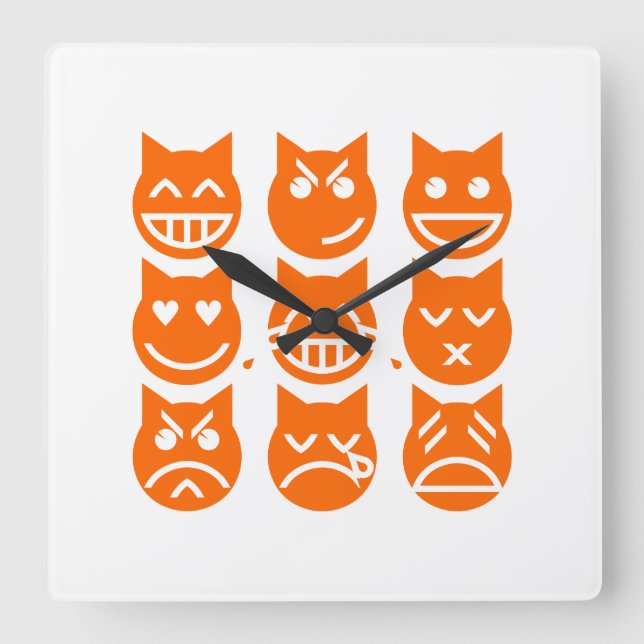 Emojis kats 9 liv fyrkantig klocka (Framsida)