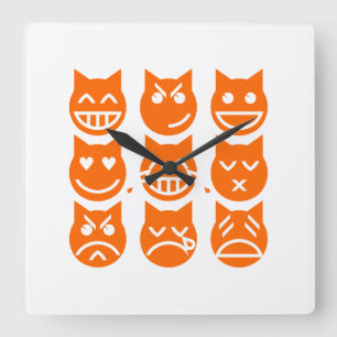 Emojis kats 9 liv fyrkantig klocka