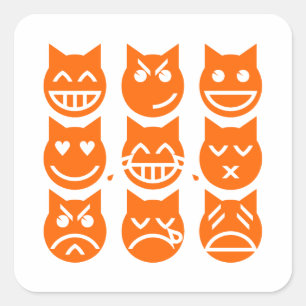 Emojis kats 9 liv fyrkantigt klistermärke